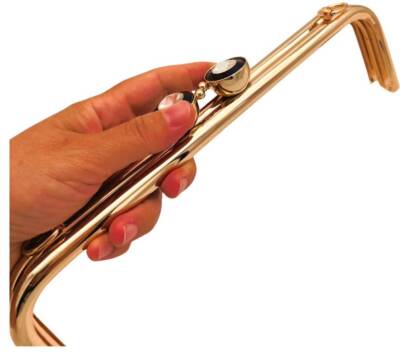 Angel Çanta Aksesuar 28 cm Taşlı Çanta Klipsi Çanta Bursu Light Gold Metalli (Vidalıdır) - 4