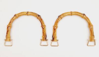 Angel Çanta Aksesuar Bambu Görünümlü Plastik Çift Sap Light Gold Metalli - 2