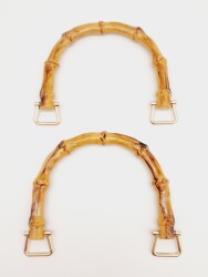Angel Çanta Aksesuar Bambu Görünümlü Plastik Çift Sap Light Gold Metalli - 3