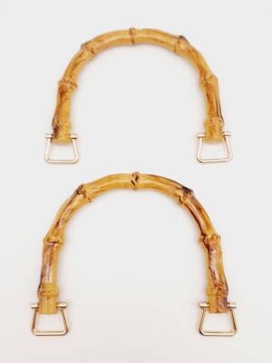 Angel Çanta Aksesuar Bambu Görünümlü Plastik Çift Sap Light Gold Metalli - 3