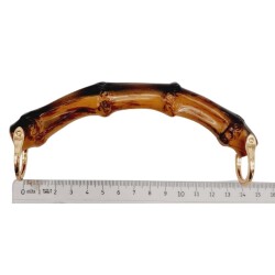 Angel Çanta Aksesuar C Model Bambu Görünümlü 14 cm Çift Sap Light Gold Metalli - 3