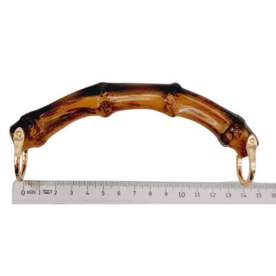 Angel Çanta Aksesuar C Model Bambu Görünümlü 14 cm Çift Sap Light Gold Metalli - 3