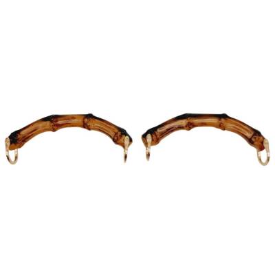 Angel Çanta Aksesuar C Model Bambu Görünümlü 14 cm Çift Sap Light Gold Metalli - 2