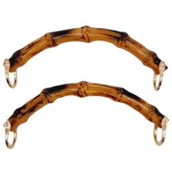 Angel Çanta Aksesuar C Model Bambu Görünümlü 17 cm Çift Sap Light Gold Metalli - Angel Çanta Aksesuar