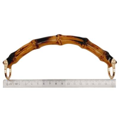 Angel Çanta Aksesuar C Model Bambu Görünümlü 17 cm Çift Sap Light Gold Metalli - 3