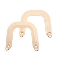 Angel Çanta Aksesuar Yaylı Halkalı Akrilik Görünümlü Plastik Çanta Sapı Krem Renk Light Gold Metalli - Angel Çanta Aksesuar