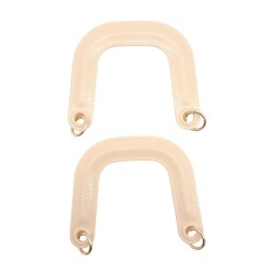 Angel Çanta Aksesuar Yaylı Halkalı Akrilik Görünümlü Plastik Çanta Sapı Krem Renk Light Gold Metalli - 3