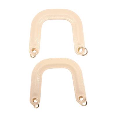 Angel Çanta Aksesuar Yaylı Halkalı Akrilik Görünümlü Plastik Çanta Sapı Krem Renk Light Gold Metalli - 3