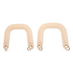 Angel Çanta Aksesuar Yaylı Halkalı Akrilik Görünümlü Plastik Çanta Sapı Krem Renk Light Gold Metalli - 4