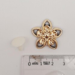 Angel Çanta Aksesuar Plastik Çiçek Model Süs Light Gold Renk - 5