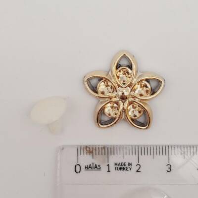 Angel Çanta Aksesuar Plastik Çiçek Model Süs Light Gold Renk - 5