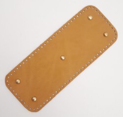 Angel Çanta Aksesuar Gerçek Deri Açık Taba 30x12 cm Dikdörtgen Light Gold Metalli Çanta Tabanı - 2