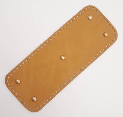 Angel Çanta Aksesuar Gerçek Deri Açık Taba 30x12 cm Dikdörtgen Light Gold Metalli Çanta Tabanı - 2