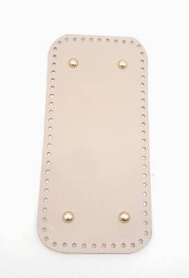Angel Çanta Aksesuar Gerçek Deri Bej 25X12 cm Dikdörtgen Light Gold Metalli Çanta Tabanı - 1