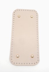 Angel Çanta Aksesuar Gerçek Deri Bej 25X12 cm Dikdörtgen Light Gold Metalli Çanta Tabanı - Angel Çanta Aksesuar