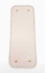 Angel Çanta Aksesuar Gerçek Deri Bej 30X12 cm Dikdörtgen Light Gold Metalli Çanta Tabanı - Angel Çanta Aksesuar