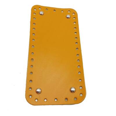 Angel Çanta Aksesuar Gerçek Deri Hardal Sarı 25X12 cm Dikdörtgen Gümüş Metalli Çanta Tabanı - 1