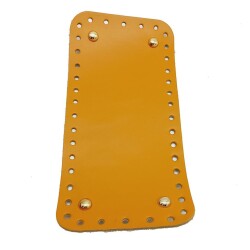 Angel Çanta Aksesuar Gerçek Deri Hardal Sarı 25X12 cm Dikdörtgen Light Gold Metalli Çanta Tabanı - Angel Çanta Aksesuar