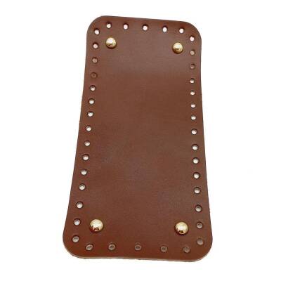 Angel Çanta Aksesuar Gerçek Deri Kızıl Kahve 25X12 cm Dikdörtgen Light Gold Metalli Çanta Tabanı - 1