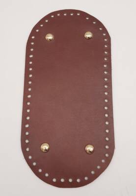 Angel Çanta Aksesuar Gerçek Deri Kızıl Kahve 25X12 cm Oval Light Gold Metalli Çanta Tabanı - 1