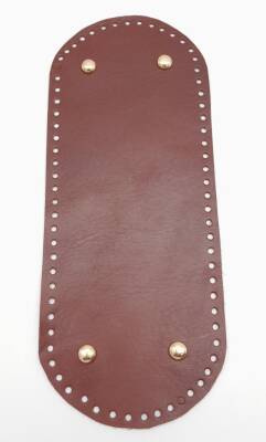 Angel Çanta Aksesuar Gerçek Deri Kızıl Kahve 30X12 cm Oval Light Gold Metalli Çanta Tabanı - 1