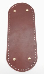 Angel Çanta Aksesuar Gerçek Deri Kızıl Kahve 30X12 cm Oval Light Gold Metalli Çanta Tabanı - Angel Çanta Aksesuar