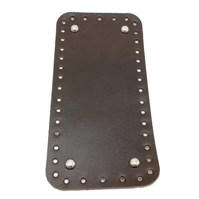 Angel Çanta Aksesuar Gerçek Deri Koyu Kahve 25X12 cm Dikdörtgen Gümüş Metalli Çanta Tabanı - 1