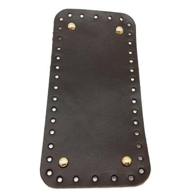 Angel Çanta Aksesuar Gerçek Deri Koyu Kahve 25X12 cm Dikdörtgen Light Gold Metalli Çanta Tabanı - 1