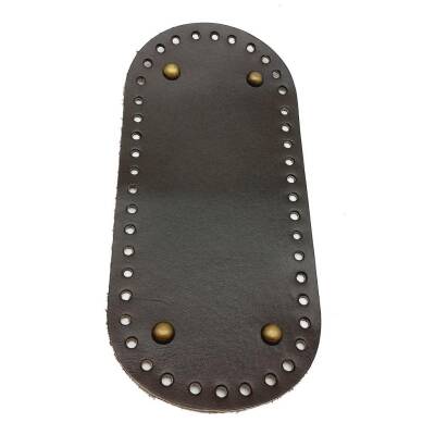 Angel Çanta Aksesuar Gerçek Deri Koyu Kahve 25X12 cm Oval Antik Metalli Çanta Tabanı - 1