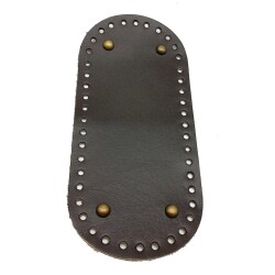 Angel Çanta Aksesuar Gerçek Deri Koyu Kahve 25X12 cm Oval Antik Metalli Çanta Tabanı - Angel Çanta Aksesuar