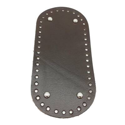 Angel Çanta Aksesuar Gerçek Deri Koyu Kahve 25X12 cm Oval Gümüş Metalli Çanta Tabanı - 1