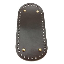 Angel Çanta Aksesuar Gerçek Deri Koyu Kahve 25X12 cm Oval Light Gold Metalli Çanta Tabanı - Angel Çanta Aksesuar