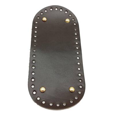 Angel Çanta Aksesuar Gerçek Deri Koyu Kahve 25X12 cm Oval Light Gold Metalli Çanta Tabanı - 1