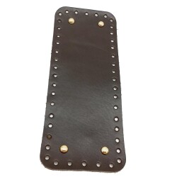 Angel Çanta Aksesuar Gerçek Deri Koyu Kahve 30X12 cm Dikdörtgen Light Gold Metalli Çanta Tabanı - Angel Çanta Aksesuar