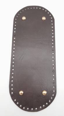 Angel Çanta Aksesuar Gerçek Deri Koyu Kahve 30X12 cm Oval Light Gold Metalli Çanta Tabanı - 1