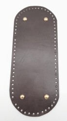 Angel Çanta Aksesuar Gerçek Deri Koyu Kahve 30X12 cm Oval Light Gold Metalli Çanta Tabanı - Angel Çanta Aksesuar