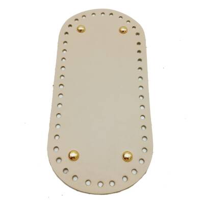 Angel Çanta Aksesuar Gerçek Deri Krem 25X12 cm Oval Light Gold Metalli Çanta Tabanı - 1