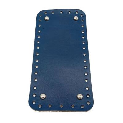 Angel Çanta Aksesuar Gerçek Deri Lacivert 25X12 cm Dikdörtgen Gümüş Metalli Çanta Tabanı - 1