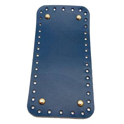 Angel Çanta Aksesuar Gerçek Deri Lacivert 25X12 cm Dikdörtgen Light Gold Metalli Çanta Tabanı - 1