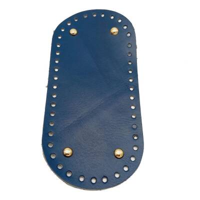 Angel Çanta Aksesuar Gerçek Deri Lacivert 25X12 cm Oval Light Gold Metalli Çanta Tabanı - 1