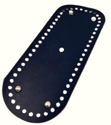 Angel Çanta Aksesuar Gerçek Deri Lacivert 30X12 cm Oval Gümüş Metalli Çanta Tabanı - Angel Çanta Aksesuar