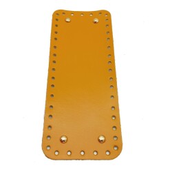 Angel Çanta Aksesuar Gerçek Deri Hardal Sarı 30X12 cm Dikdörtgen Light Gold Metalli Çanta Tabanı - Angel Çanta Aksesuar