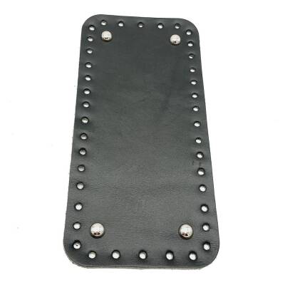 Angel Çanta Aksesuar Gerçek Deri Siyah 25X12 cm Dikdörtgen Gümüş Metalli Çanta Tabanı - 1