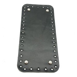 Angel Çanta Aksesuar Gerçek Deri Siyah 25X12 cm Dikdörtgen Gümüş Metalli Çanta Tabanı - Angel Çanta Aksesuar