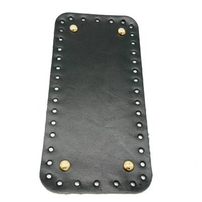 Angel Çanta Aksesuar Gerçek Deri Siyah 25X12 cm Dikdörtgen Light Gold Metalli Çanta Tabanı - 1