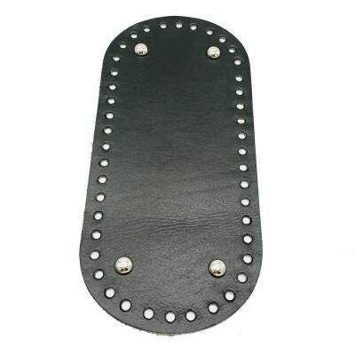 Angel Çanta Aksesuar Gerçek Deri Siyah 25X12 cm Oval Gümüş Metalli Çanta Tabanı - 1