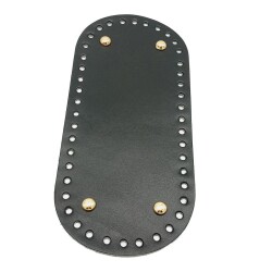 Angel Çanta Aksesuar Gerçek Deri Siyah 25X12 cm Oval Light Gold Metalli Çanta Tabanı - Angel Çanta Aksesuar