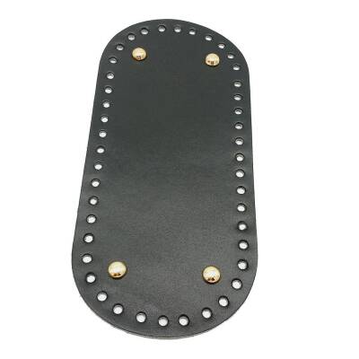 Angel Çanta Aksesuar Gerçek Deri Siyah 25X12 cm Oval Light Gold Metalli Çanta Tabanı - 1