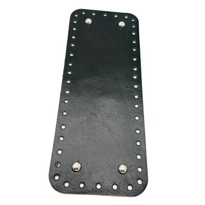 Angel Çanta Aksesuar Gerçek Deri Siyah 30X12 cm Dikdörtgen Gümüş Metalli Çanta Tabanı - 1