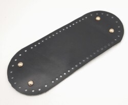 Angel Çanta Aksesuar Gerçek Deri Siyah 30X12 cm Oval Light Gold Metalli Çanta Tabanı - 2